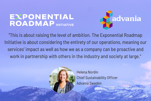 Advania Sweden steps up its exponential climate action and joins Exponential Roadmap Initiative and Race to Zero