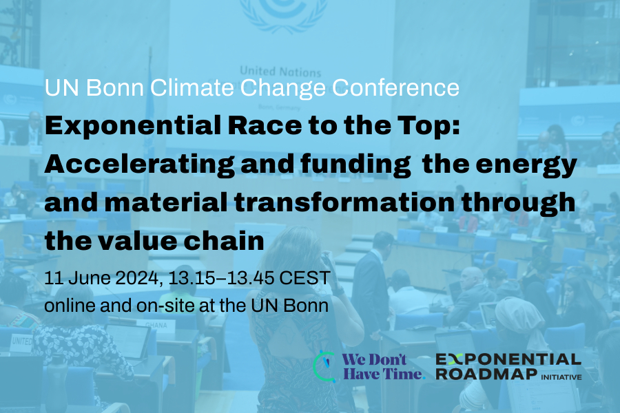 Exponential Race to the Top: Accelerating and funding the energy and material transformation through the value chain