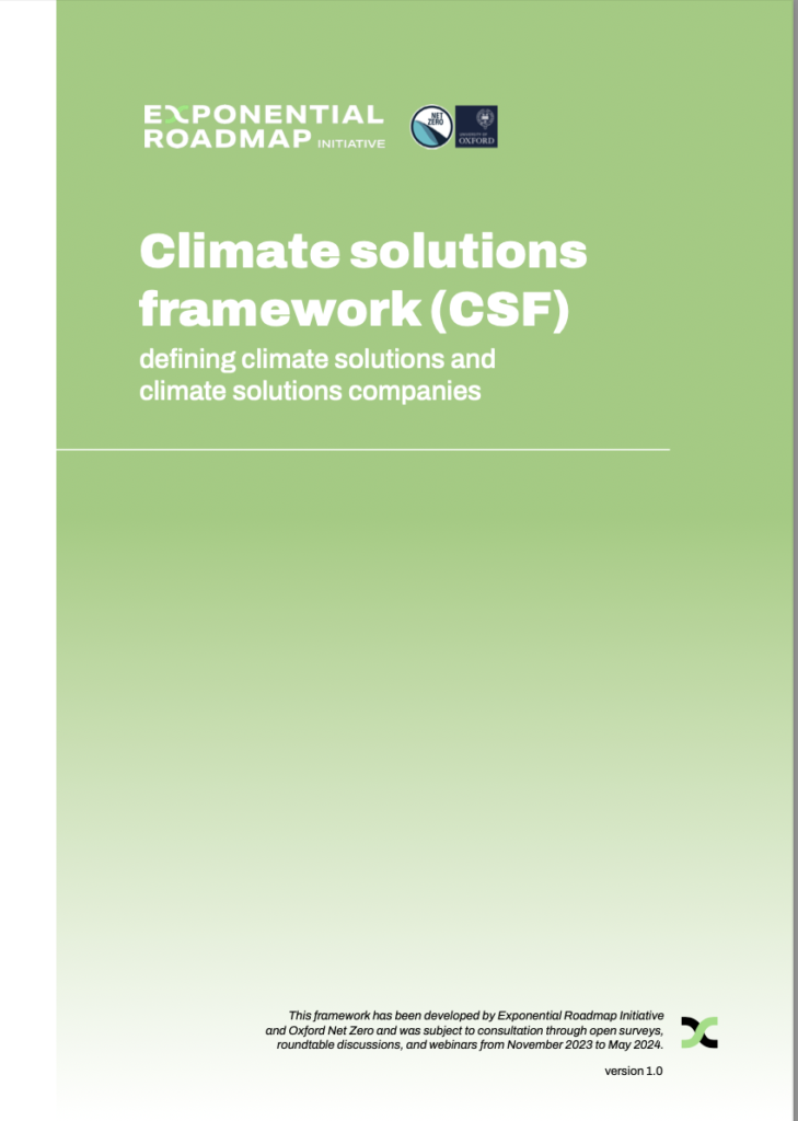 climate solutions framework v.1.0 front page