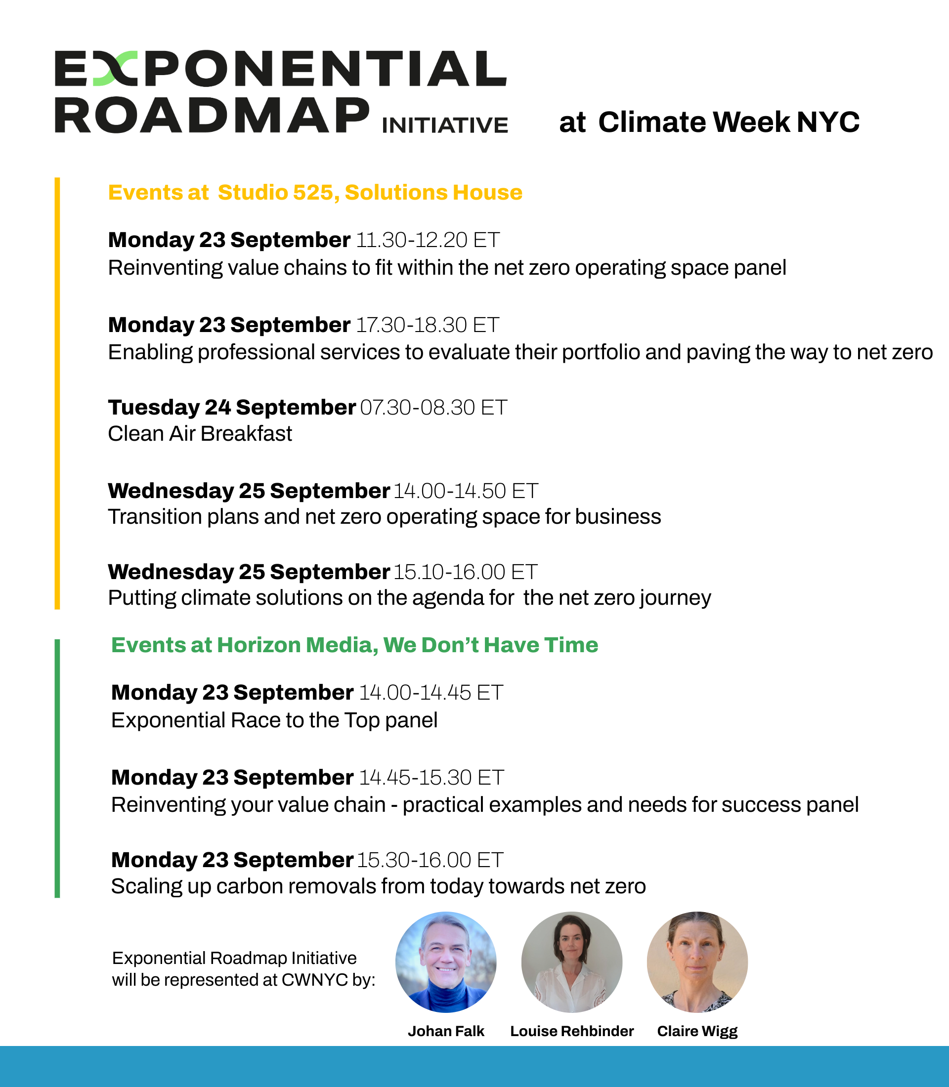 All Exponential Roadmap Initiative sessions at Climate Week NYC