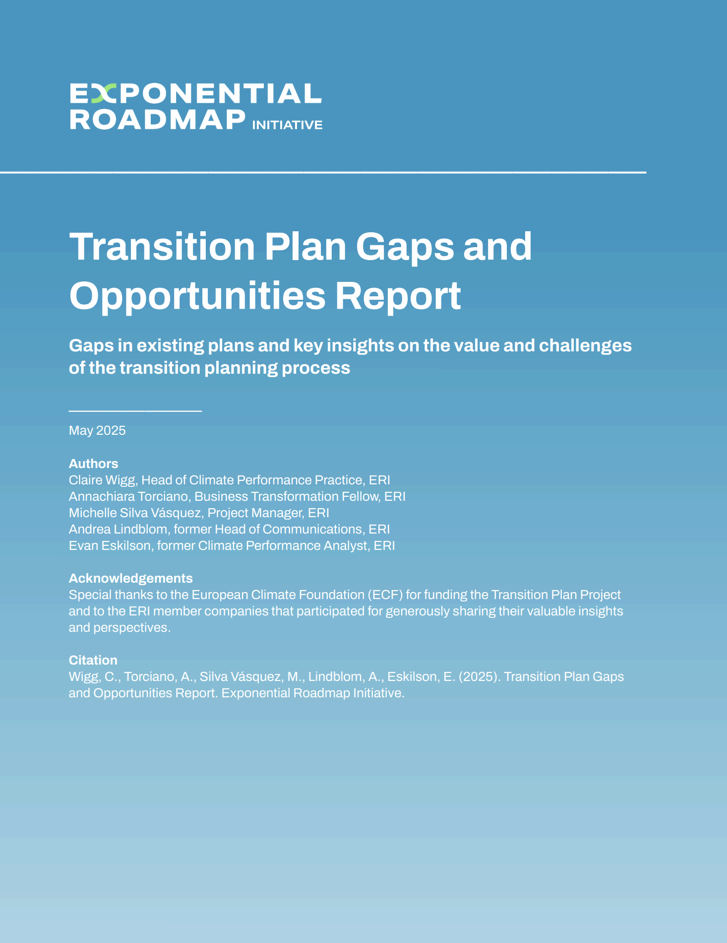 Transition Plan Gaps and Opportunities report 